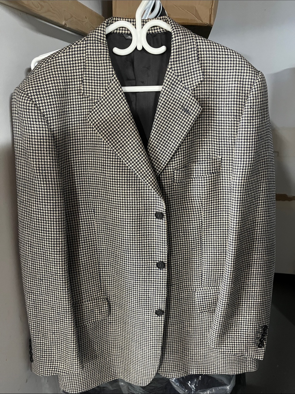 SILVIO BRESCIANI Houndstooth Blue and cream Blazer MADE IN ITALY 46R